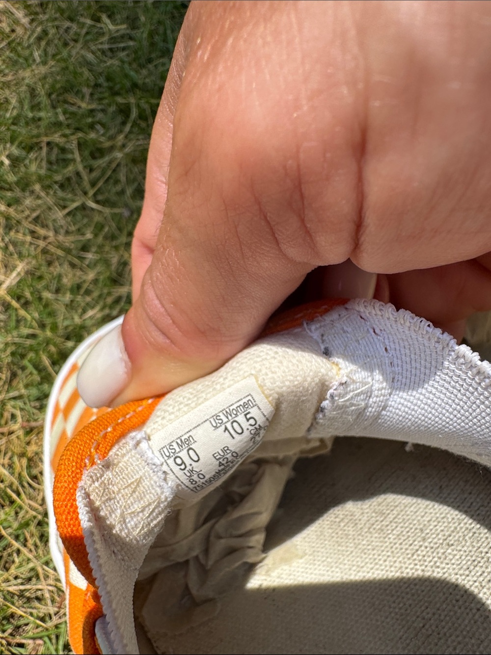Vans Checkerboard Slip-On in Orange and White - Picture 5 of 7
